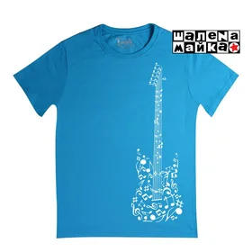 Прикольные футболки: Гитара Ноты blue